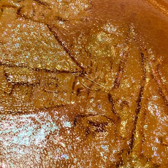 Imperial Carnival Glass Marigold 10" Plate With Homestead Woodland Design - Picture 9 of 10